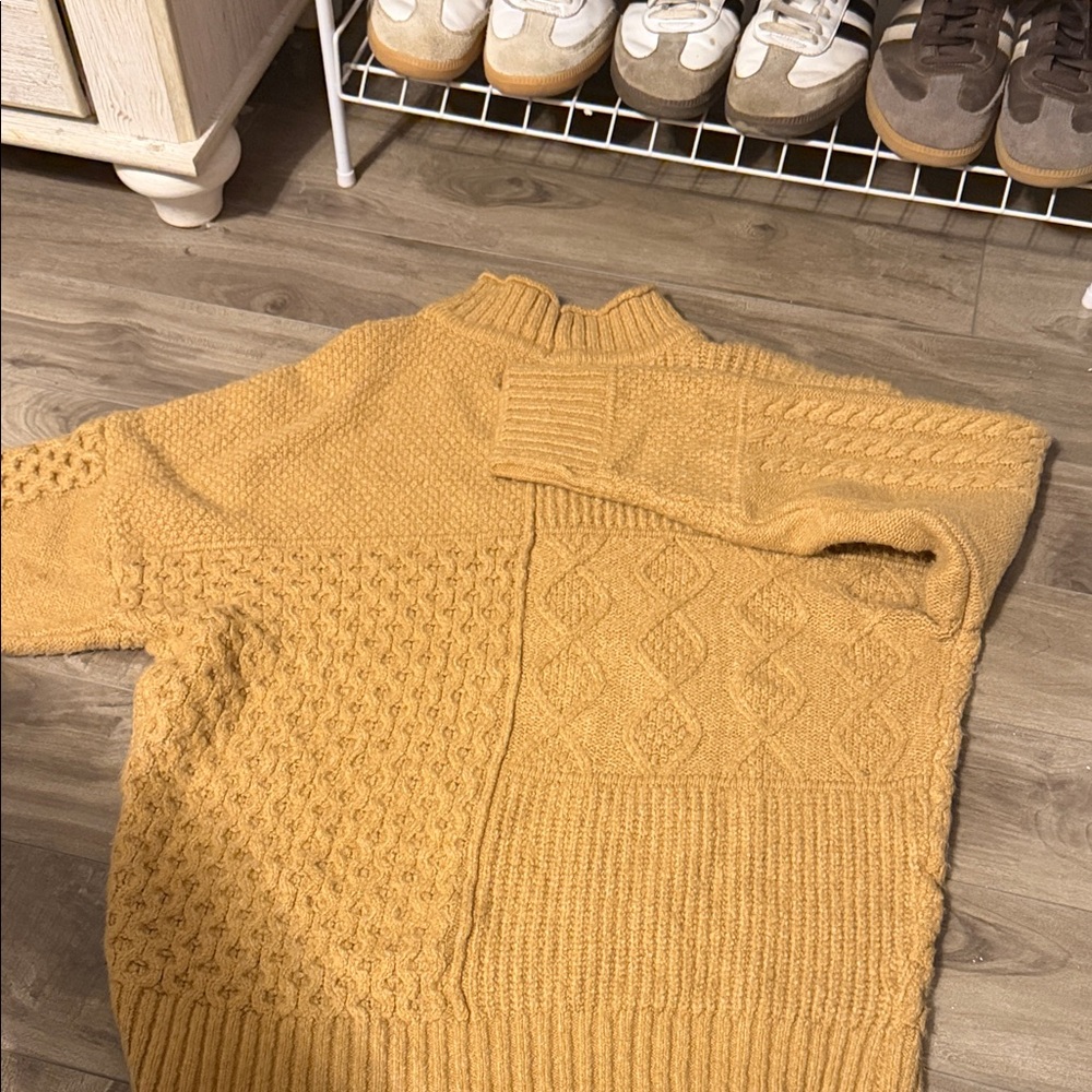American Eagle Outfitters Mustard Cable Knit Sweater